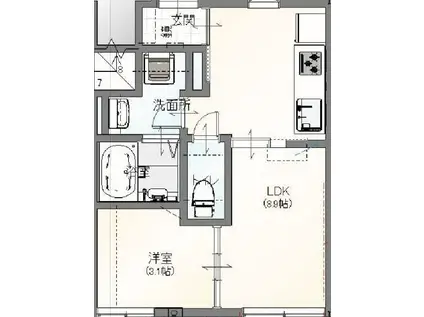 フルスタII(1LDK/3階)の間取り写真