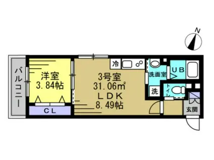 SUN HORIZON I(1LDK/1階)の間取り写真