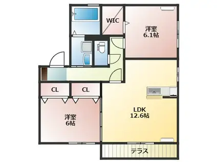 エスポワールK(2LDK/1階)の間取り写真