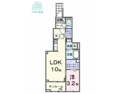 サニープレイス 古町(1LDK/1階)の間取り写真