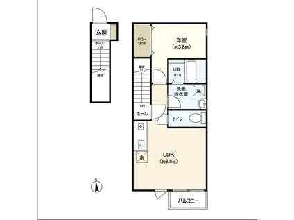 あすとPARK名取(1LDK/2階)の間取り写真