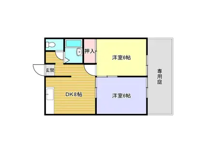 エステートピア尼ヶ辻(2DK/1階)の間取り写真