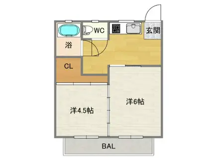 サンヴィラ上之宮(2DK/2階)の間取り写真