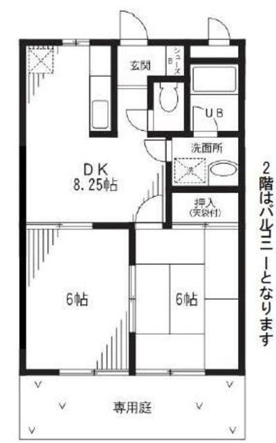 グリーンフィールド石阪A(2DK/2階)の間取り写真