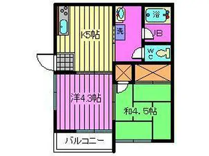 トリエールもとまち(2DK/1階)の間取り写真