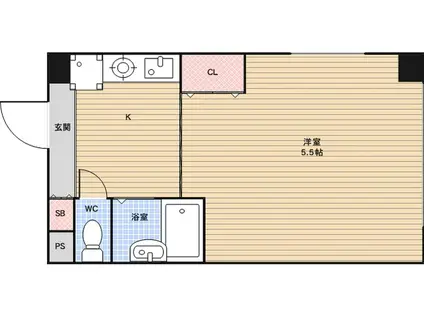 レヴェ北田辺(1K/5階)の間取り写真