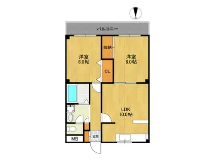 コスモタウン21(2LDK/3階)の間取り写真
