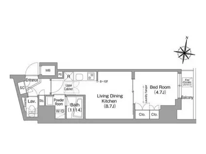 コンフォリア南品川(1LDK/5階)の間取り写真