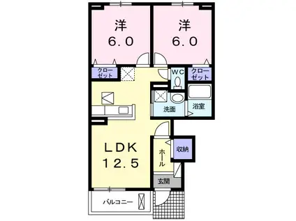 ル・グラン I(2LDK/1階)の間取り写真