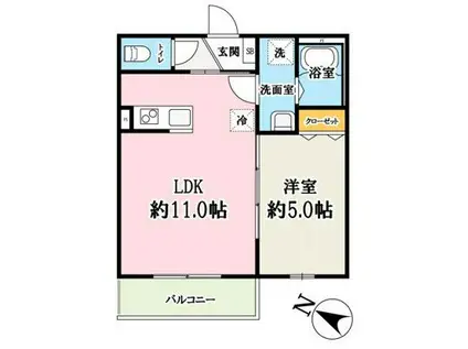 キャメル入間黒須(1LDK/3階)の間取り写真