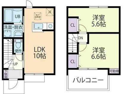 リーヴァ ファミーユ B(2LDK/1階)の間取り写真