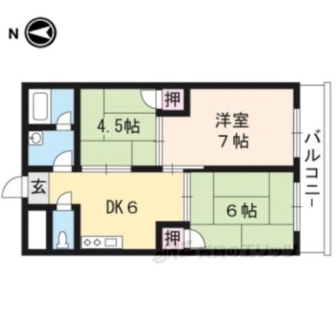 ビワフラッツ平津(3DK/4階)の間取り写真