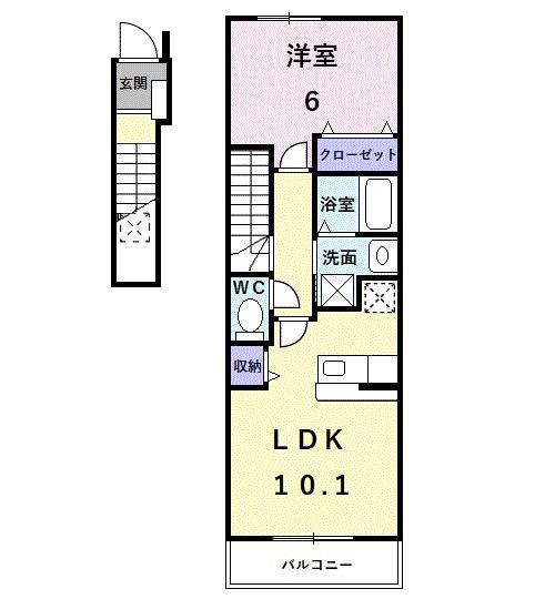 クラールコート(1LDK/2階)の間取り写真