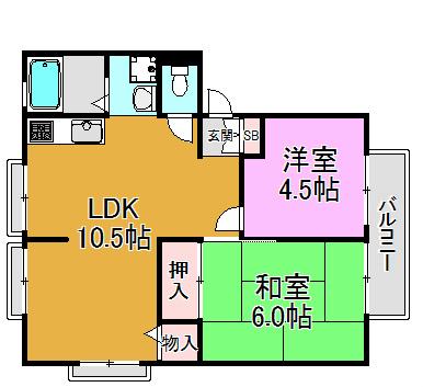 サンビレッジ森彦(2LDK/2階)の間取り写真