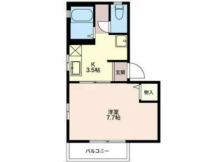 スプルース手越(1K/2階)の間取り写真