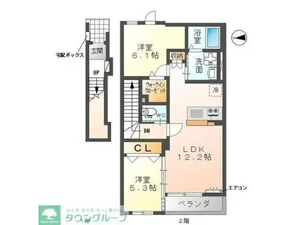 シャディ(2LDK/2階)の間取り写真