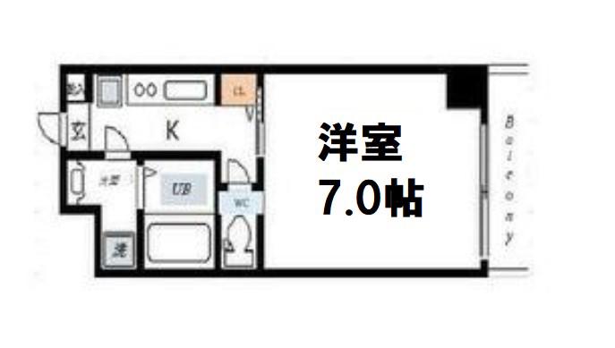 プランドール大手前レジデンス(1K/15階)の間取り写真