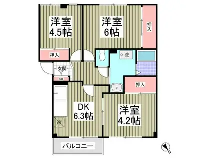 メゾンコジマB(3DK/2階)の間取り写真