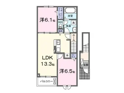 エトワール(2LDK/2階)の間取り写真