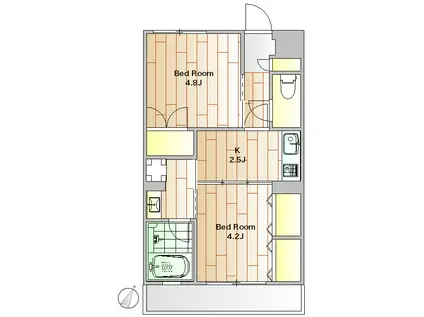 レ・ベント 柿の木坂(2K/3階)の間取り写真