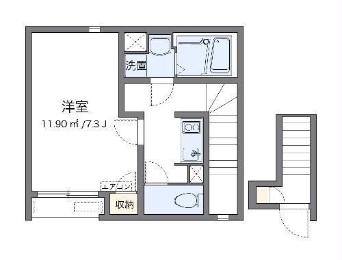 クレイノFUJIMATSU(1K/2階)の間取り写真