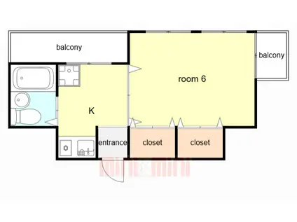 ロイヤルメゾン王子公園(1K/1階)の間取り写真