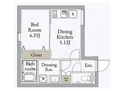 ライブフラット高田馬場(1DK/2階)の間取り写真