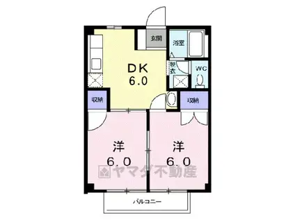 ポテトハイムB(2DK/2階)の間取り写真