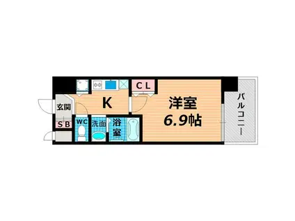LIVE CASA 城東野江(1K/1階)の間取り写真