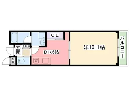 メープル学文(1DK/2階)の間取り写真