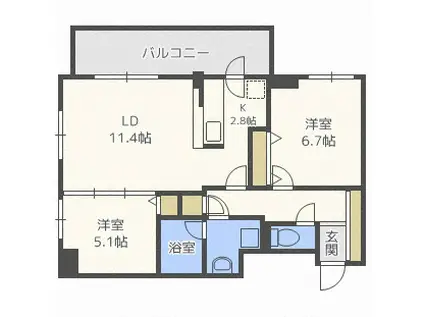 レジディア円山北5条(2LDK/4階)の間取り写真