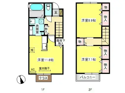 リッツハウス(2LDK/1階)の間取り写真