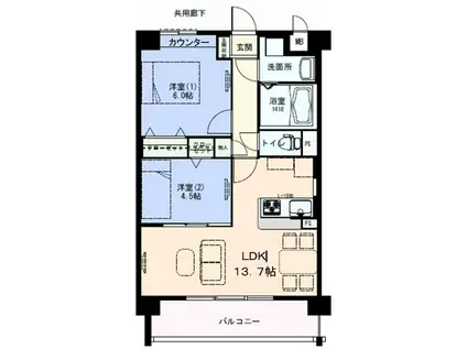 SEIZAN箱崎駅前(2LDK/5階)の間取り写真