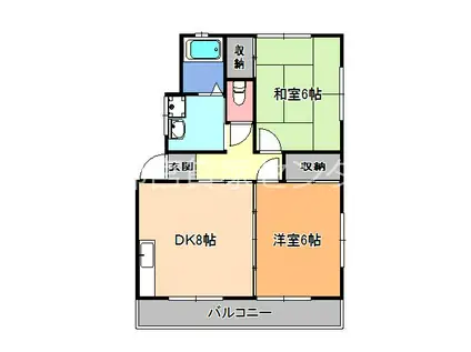 ひさごハイツA棟(2DK/1階)の間取り写真