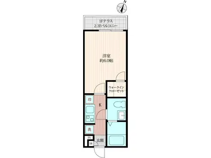 勝田台ガーデンテラス(1K/1階)の間取り写真