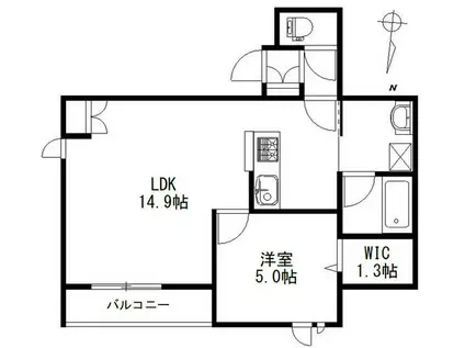 梅里2丁目ヘーベルメゾン(1LDK/3階)の間取り写真