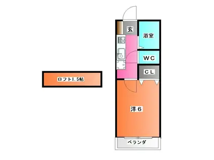 アクシスミシマ(1K/2階)の間取り写真