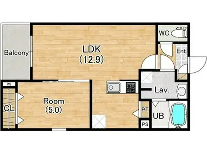 ジーメゾン今伊勢セレナ(1LDK/3階)の間取り写真