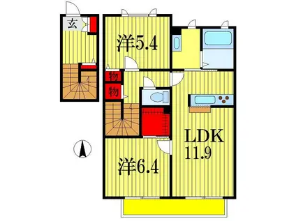 ディアコートI(2LDK/2階)の間取り写真