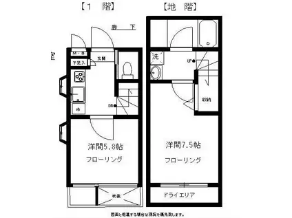 ジョイコート目黒(1DK/1階)の間取り写真