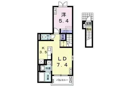 フェリシア(1LDK/2階)の間取り写真