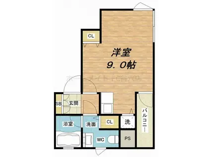 クレイドル森之宮(ワンルーム/6階)の間取り写真