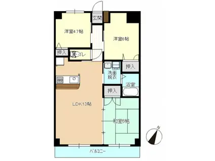 アステール三永(3LDK/2階)の間取り写真