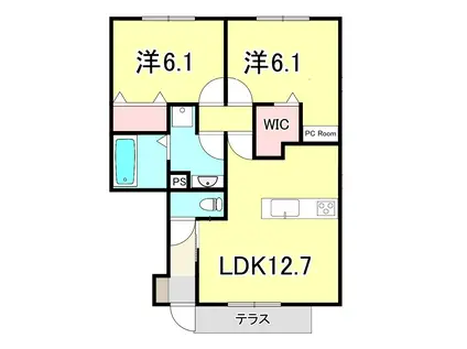 VILLA CLAIR(2LDK/1階)の間取り写真