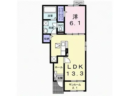 プラーム小諸 I(1LDK/1階)の間取り写真