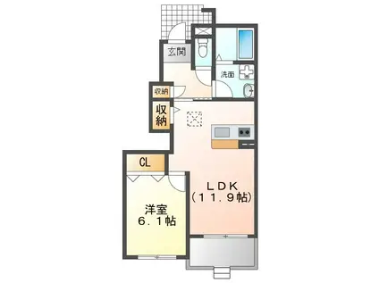 CASA BONHEUR(1LDK/1階)の間取り写真