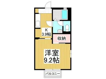 リバティコート(1K/2階)の間取り写真