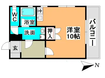 コーポ平野(ワンルーム/3階)の間取り写真