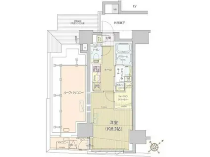 レビスタ白金高輪(1K/6階)の間取り写真