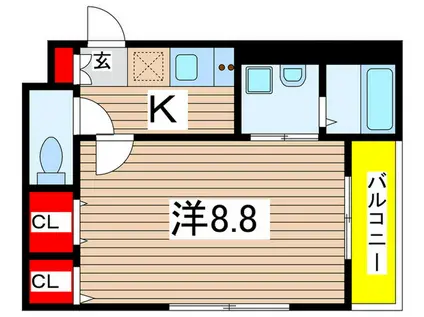 アムールトロワISHIBASHI(1K/2階)の間取り写真